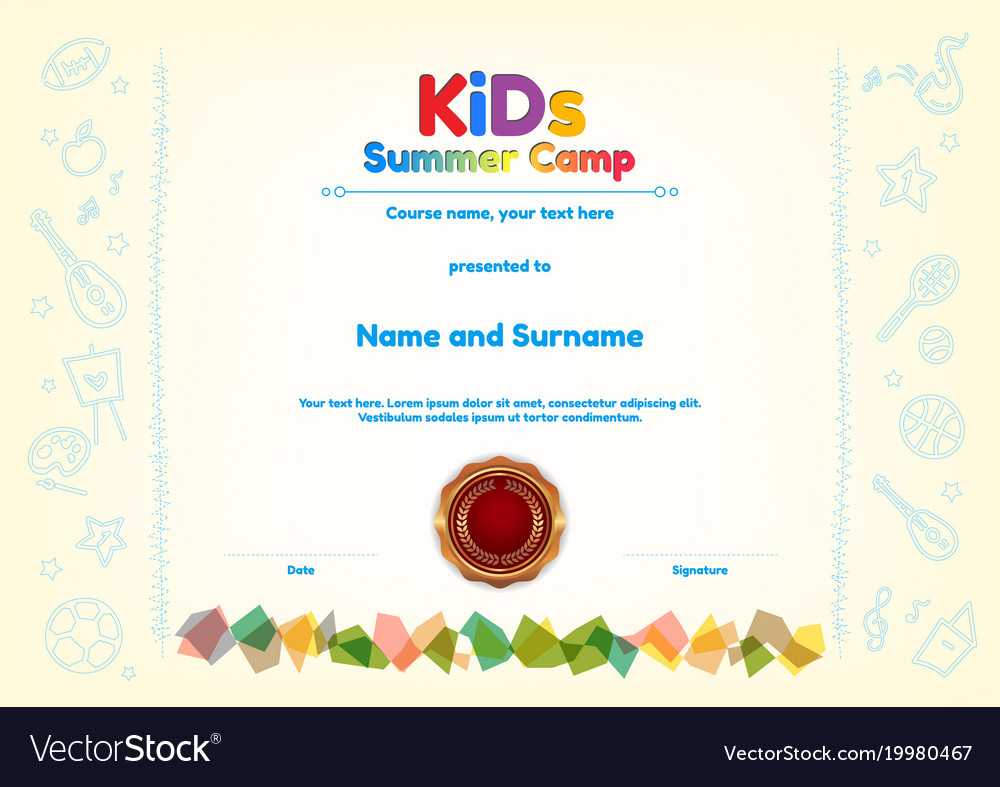 Kids Summer Camp Diploma Or Certificate Template Intended For Fun Certificate Templates