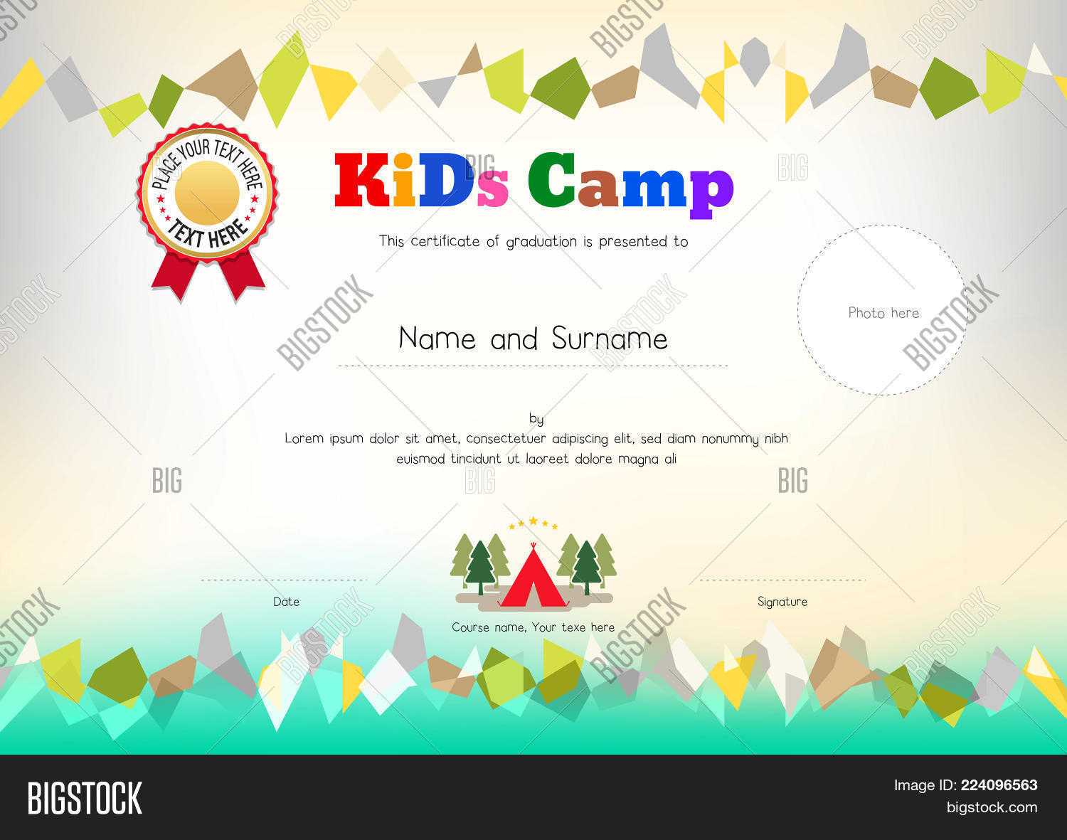 Kids Summer Camp Vector & Photo (Free Trial) | Bigstock Within Summer Camp Certificate Template