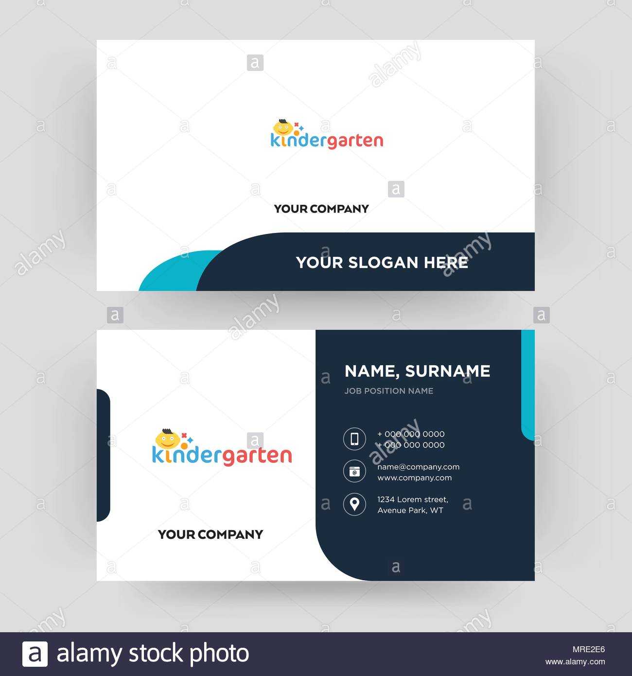Kindergarten, Business Card Design Template, Visiting For In Id Card Template For Kids