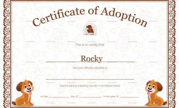 Kitten Adoption Certificate inside Pet Adoption Certificate Template