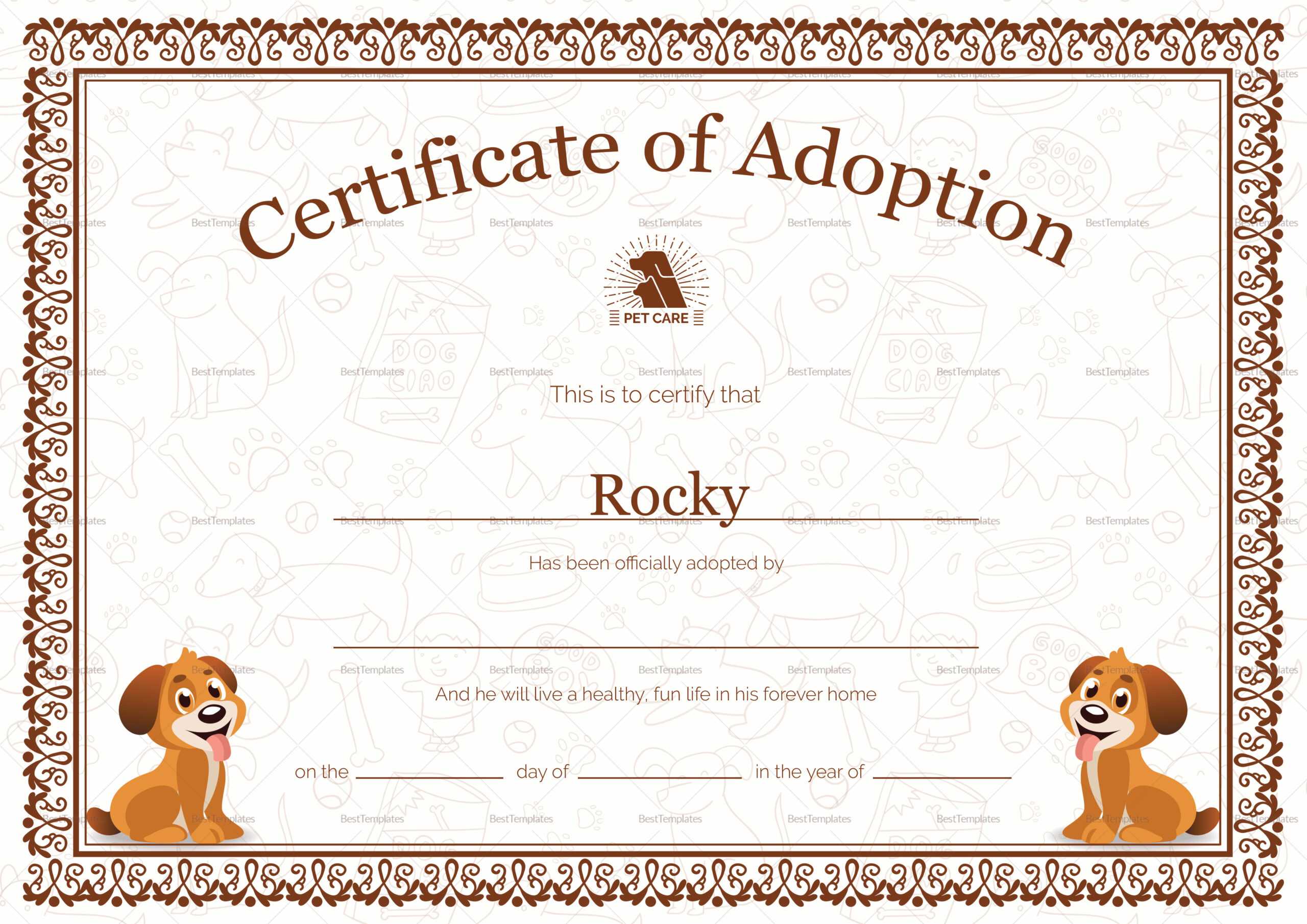 Kitten Adoption Certificate Pertaining To Adoption Certificate Template