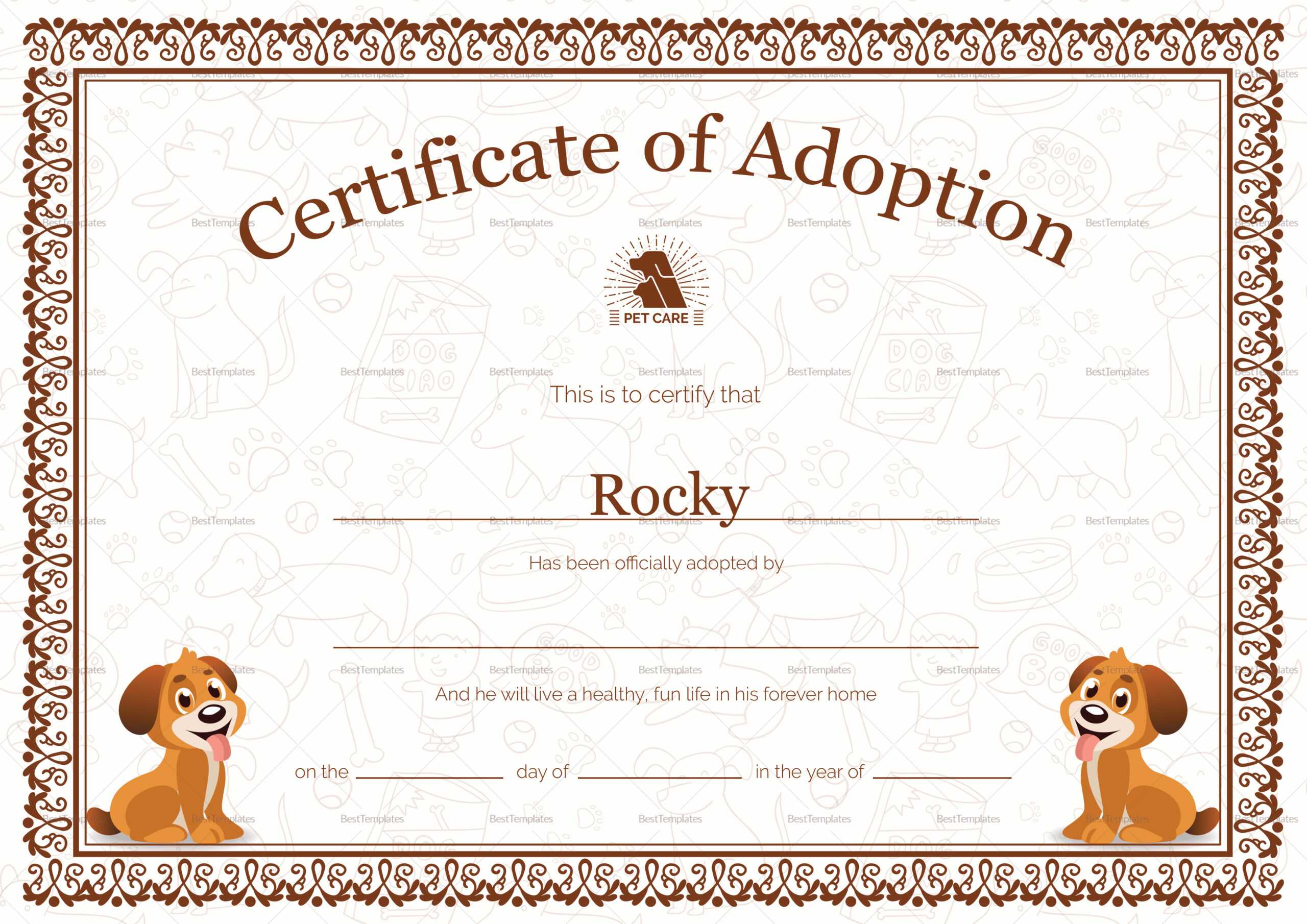 Kitten Adoption Certificate Throughout Child Adoption Certificate Template