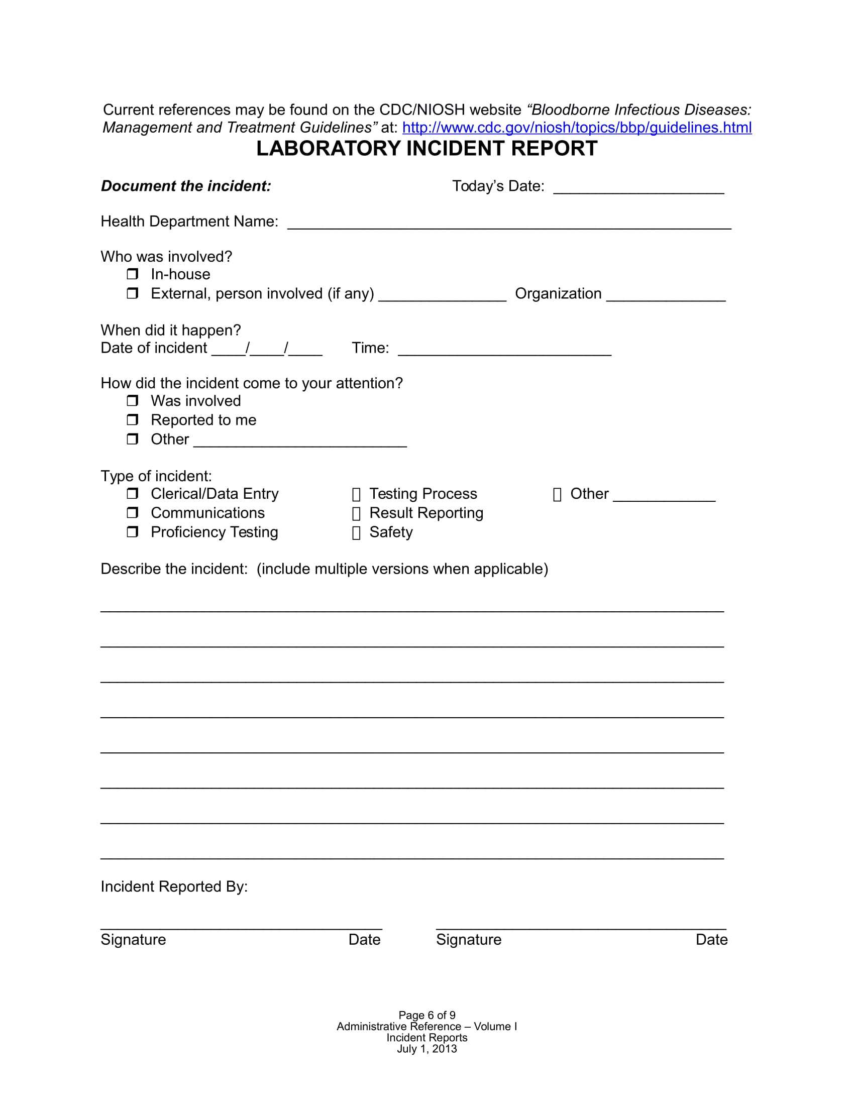 Lab Incident Report Form – Zohre.horizonconsulting.co For Itil Incident Report Form Template