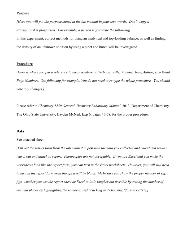 Lab Report Example – Osu Chemistry With Regard To Lab Report Template Chemistry