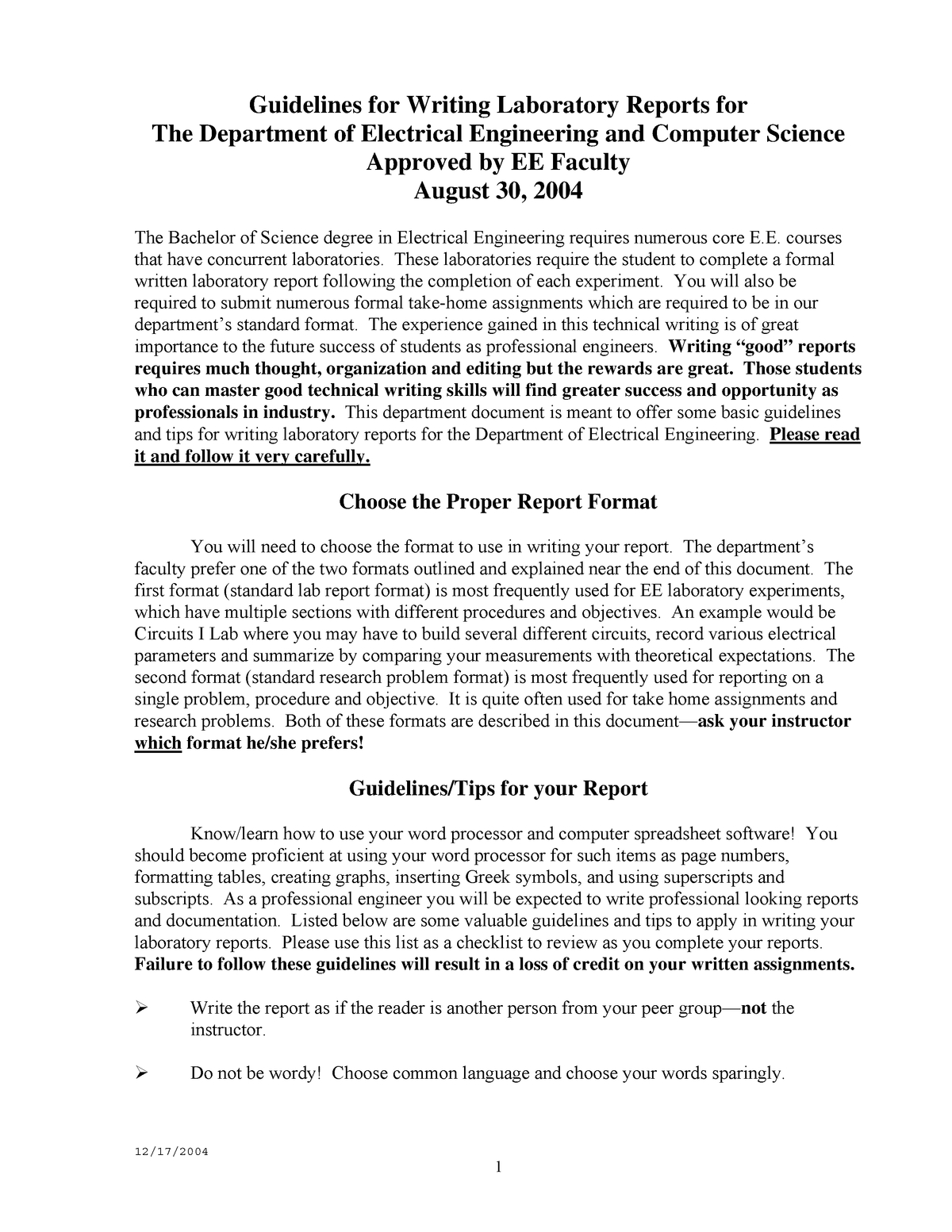 Lab Report Format – Ecte290 – Uow – Studocu Throughout Science Experiment Report Template