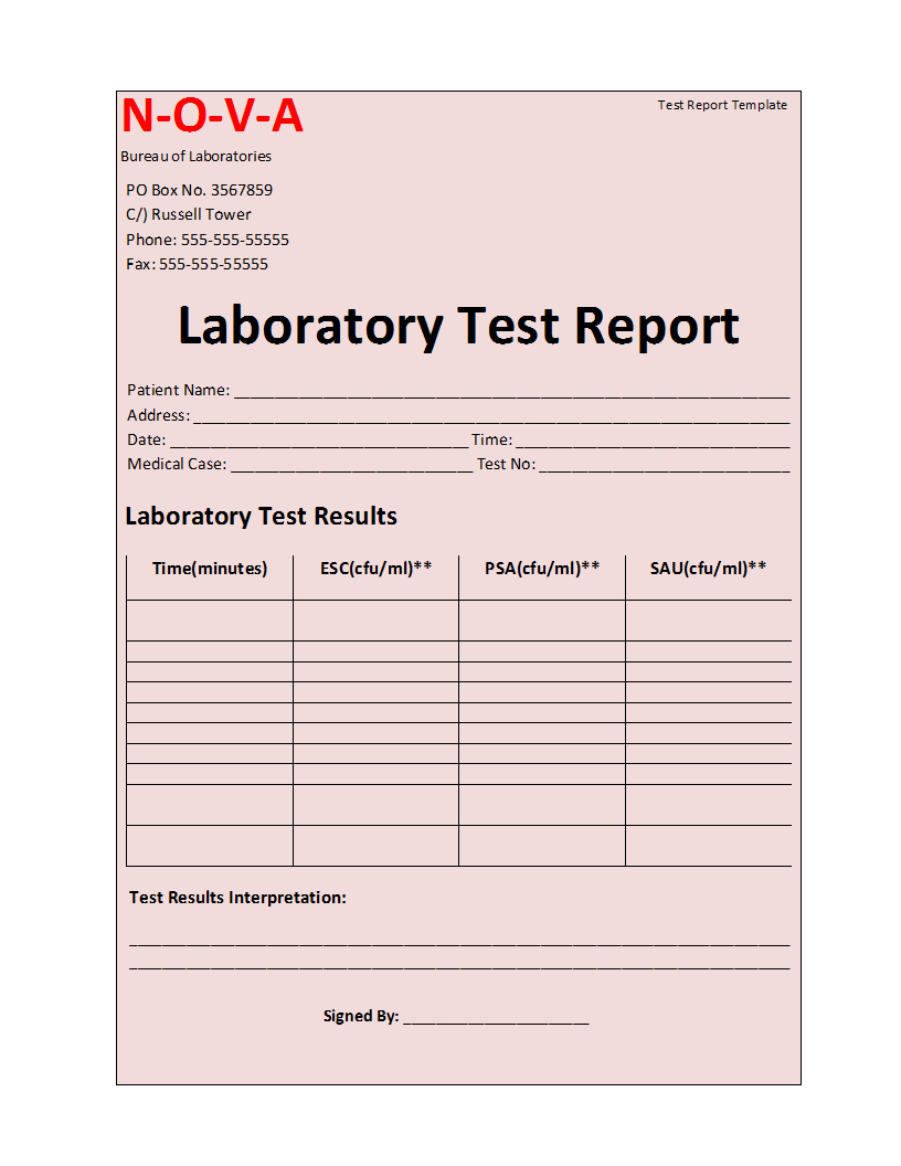 Laboratory Test Report Template Within Medical Report Template Free Downloads