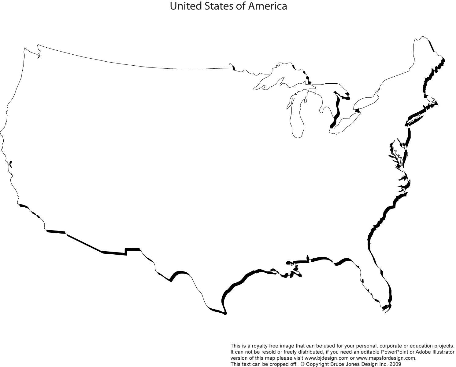 Legible North America Map No Borders United State Map With Intended For Blank Template Of The United States