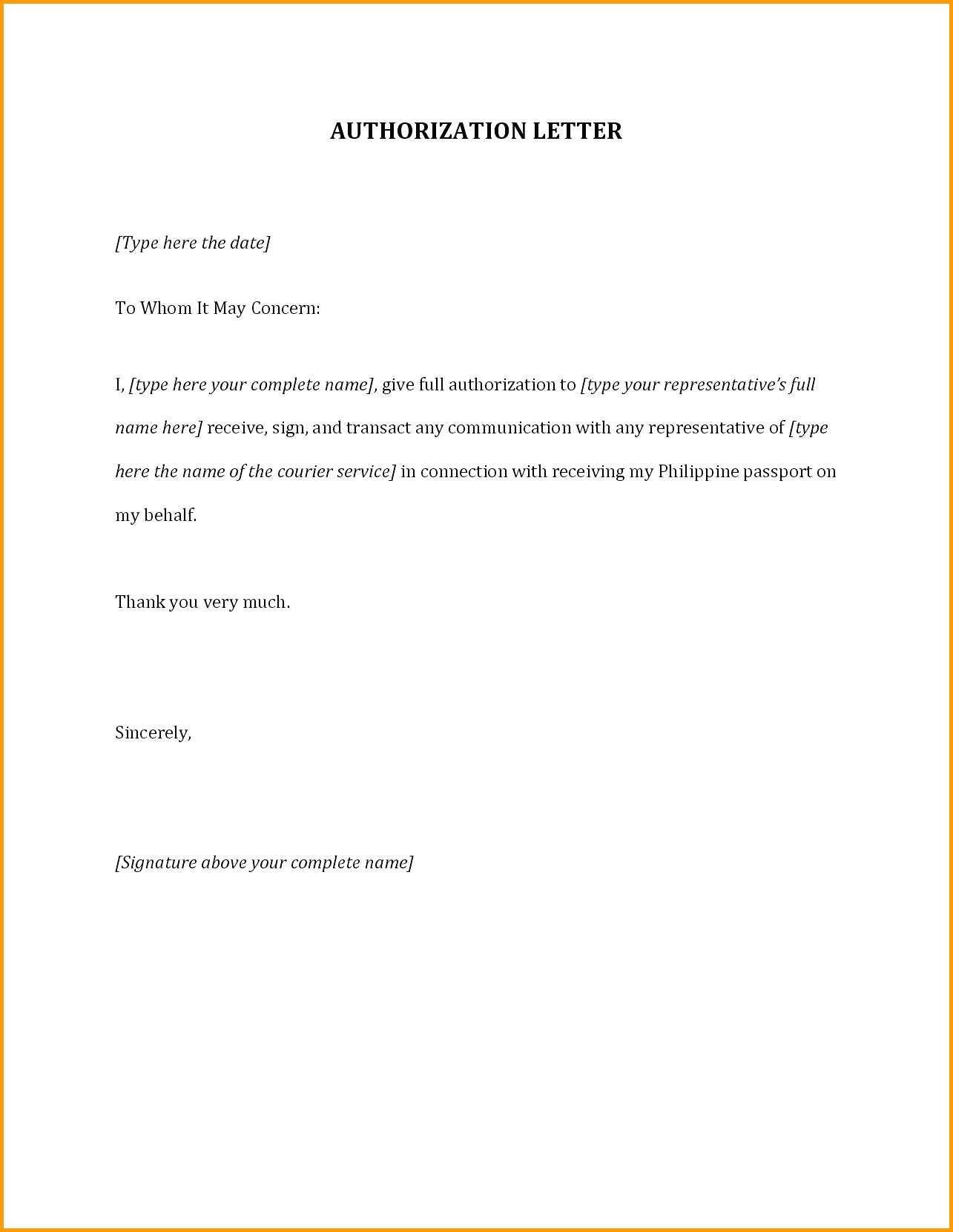 Letter Of Authorization To Pick Up Document – Zohre Regarding Certificate Of Authorization Template