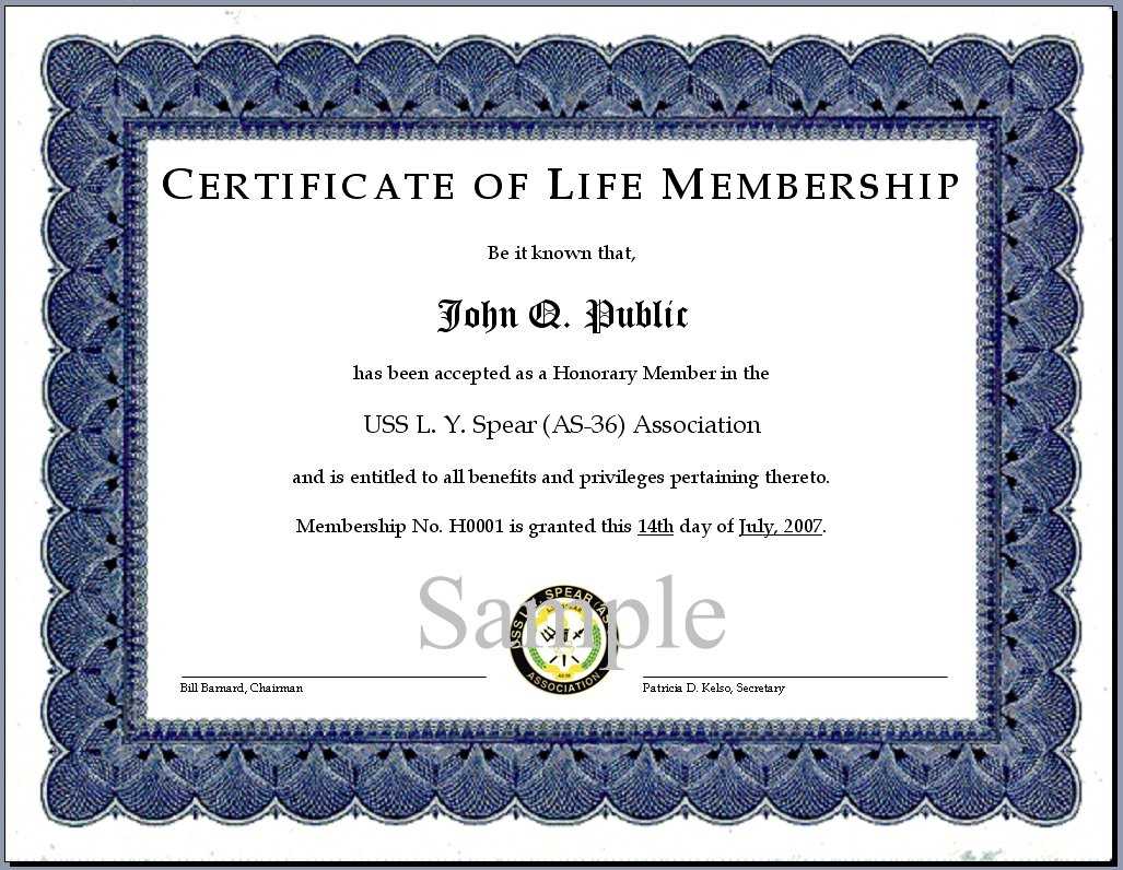 Life Membership Certificate Template - Zohre Inside Life Membership Certificate Templates