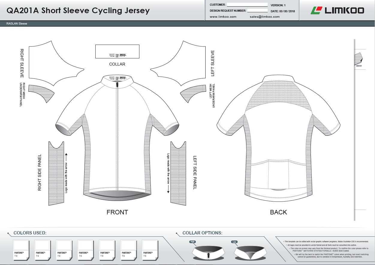Limkoo Throughout Blank Cycling Jersey Template