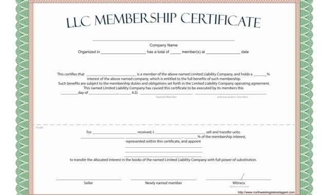 Llc Membership Certificate - Free Template in Llc Membership Certificate Template Word