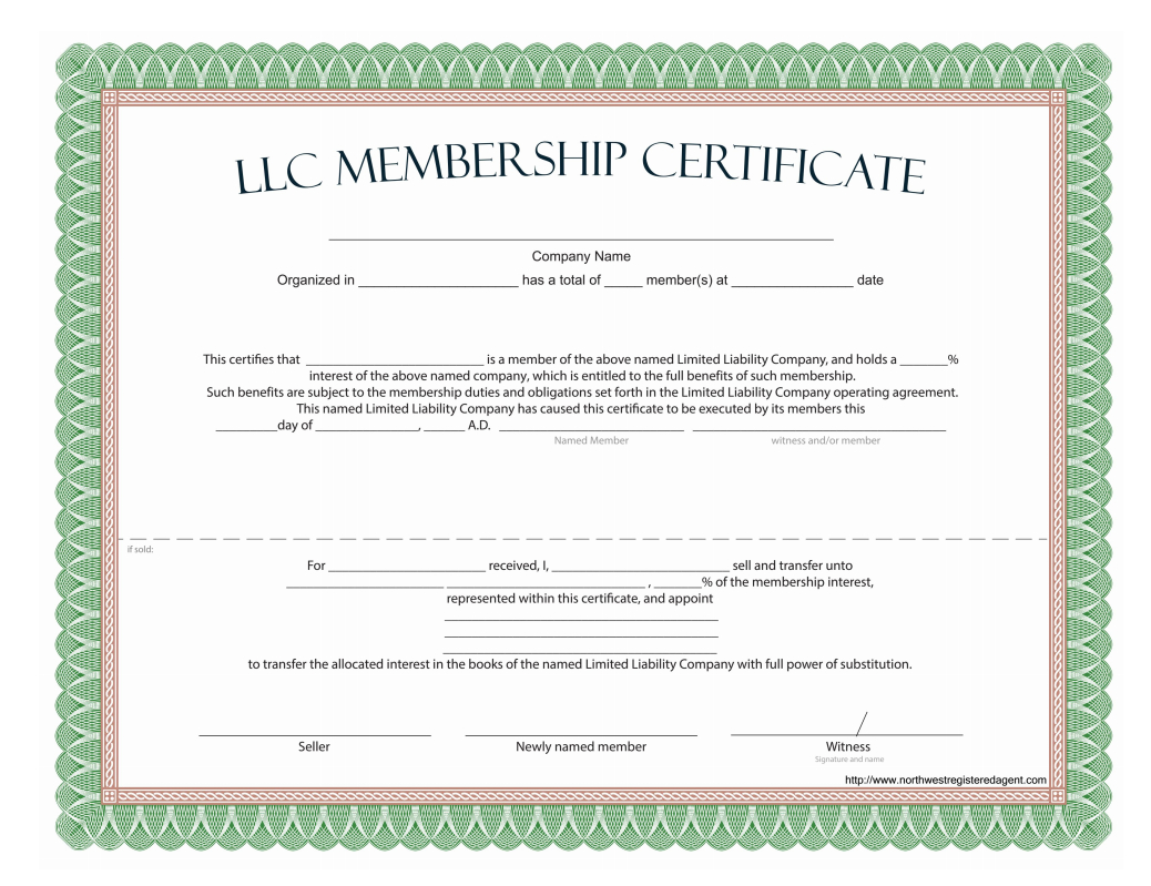 Llc Membership Certificate – Free Template Within Llc Membership Certificate Template