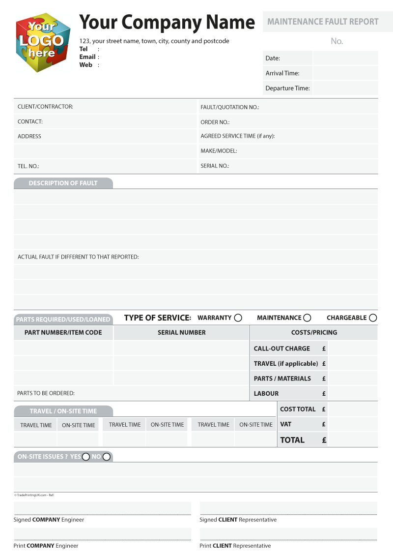 Maintenance Report Form Monthly Format In Word Service Daily Inside Computer Maintenance Report Template
