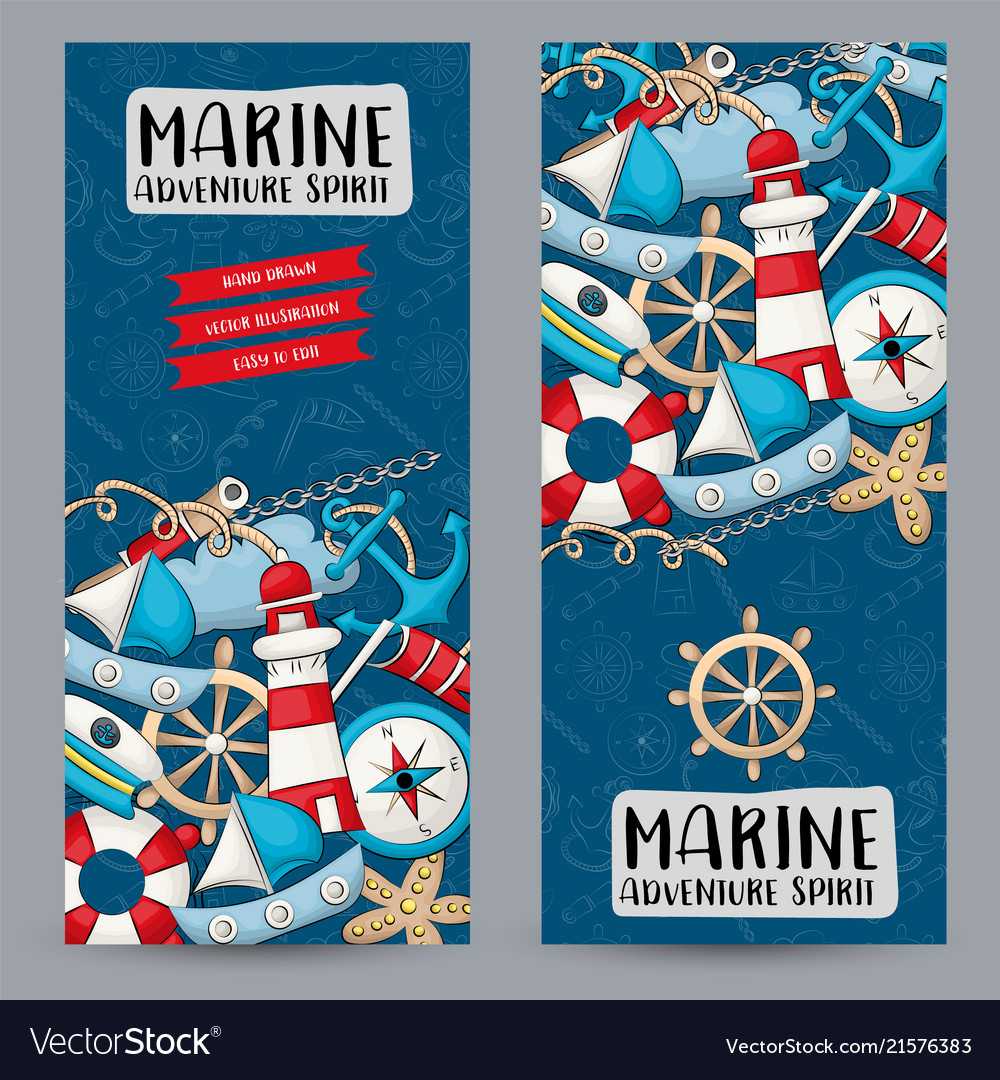 Marine Nautical Travel Concept Vertical Banner Pertaining To Nautical Banner Template