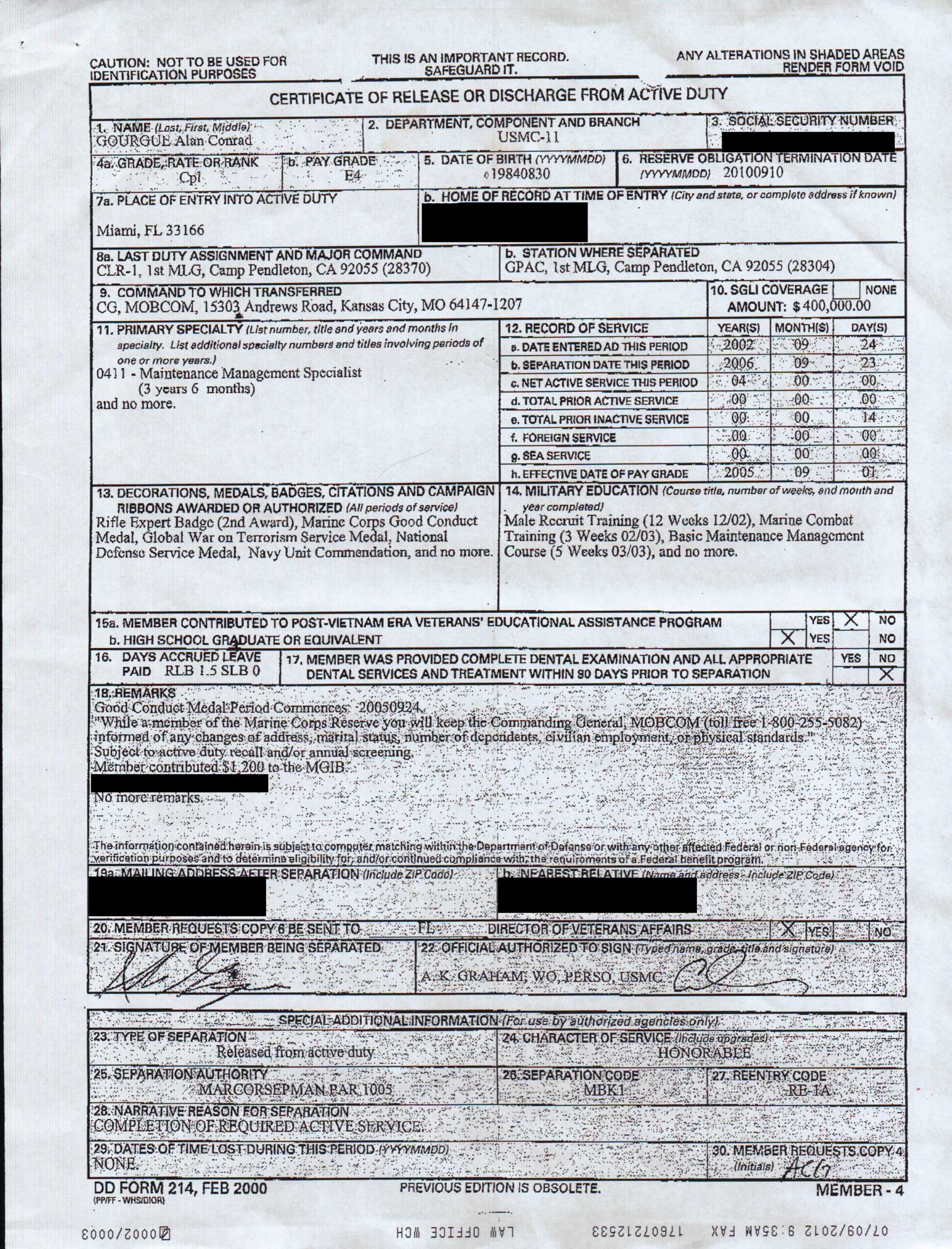 Marines Catch 'deserter'  5 Years After His Honorable With Regard To Usmc Meal Card Template