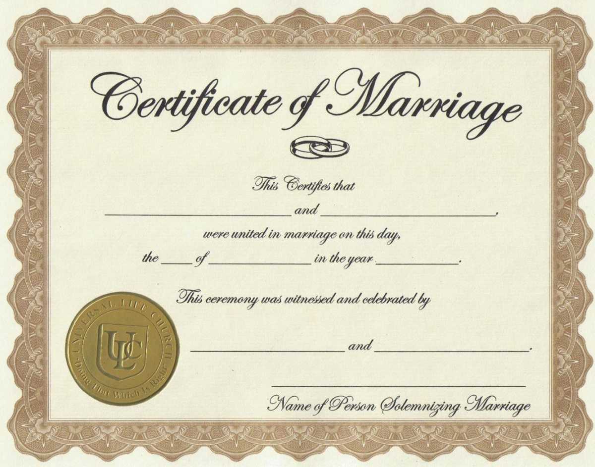 Marriage License Certificate Template Pertaining To Certificate Of Marriage Template