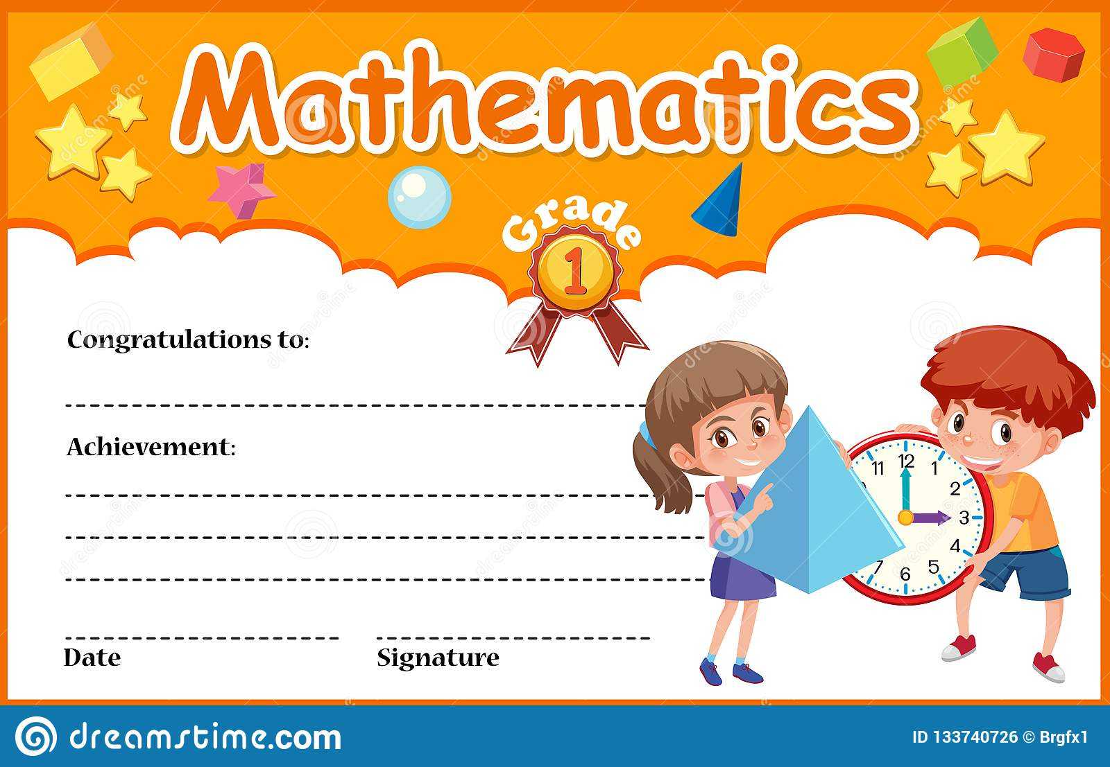 Mathematics Diploma Certificate Template Stock Vector Regarding Math Certificate Template