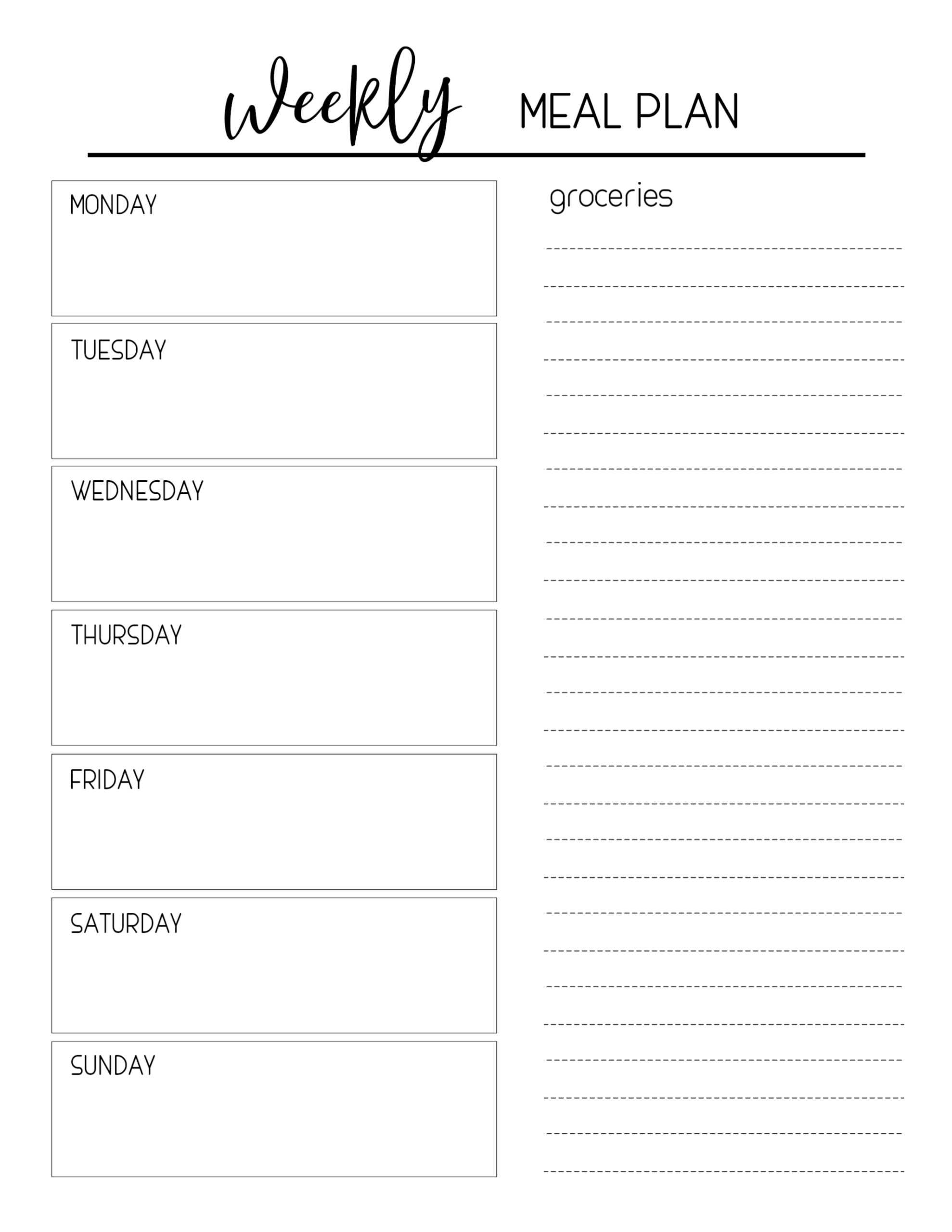 Meal Plan Printable Template – Zohre.horizonconsulting.co With Regard To Blank Meal Plan Template