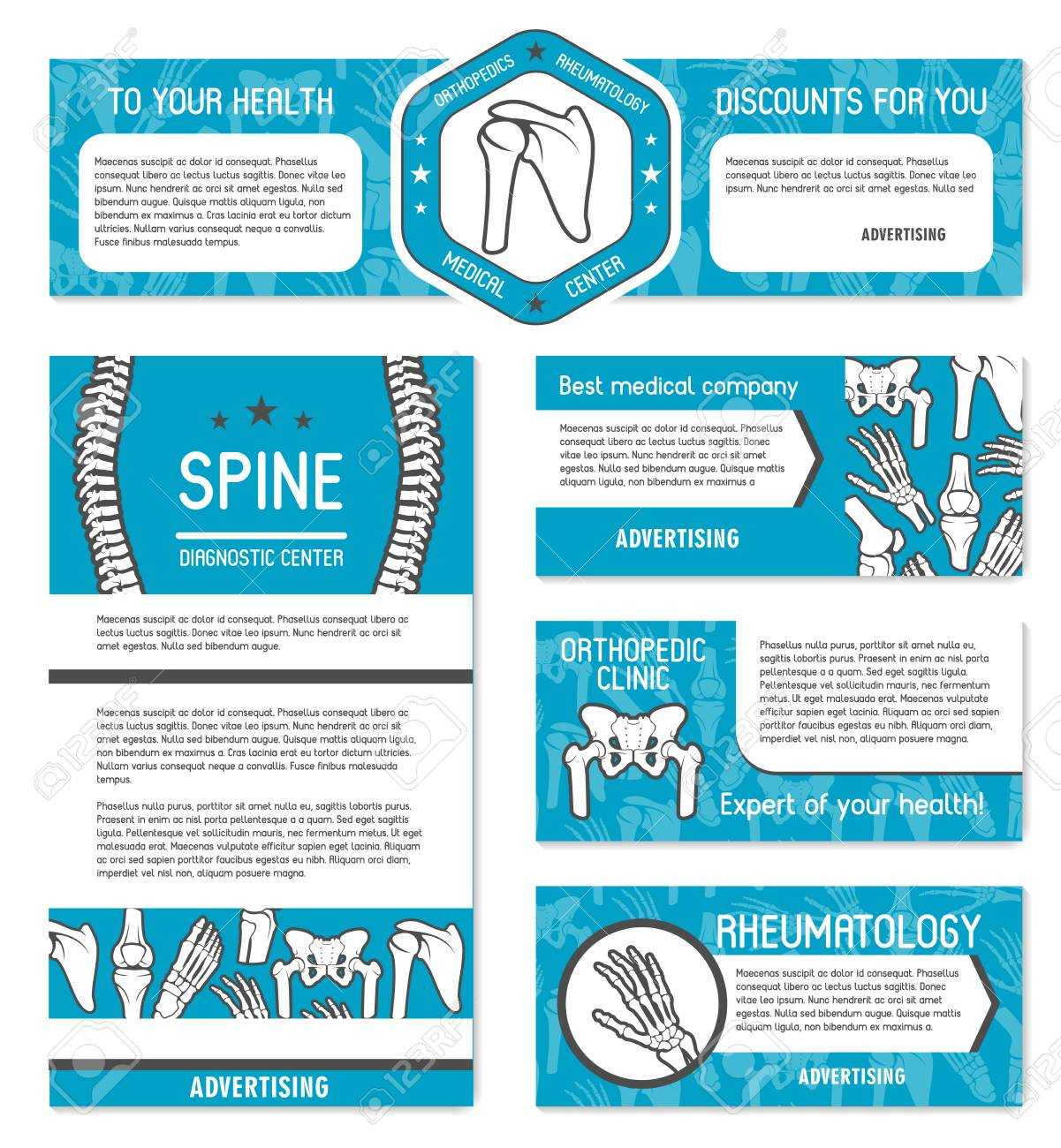 Medical Banner Set Of Orthopedics And Rheumatology Medicine Template Inside Medical Banner Template