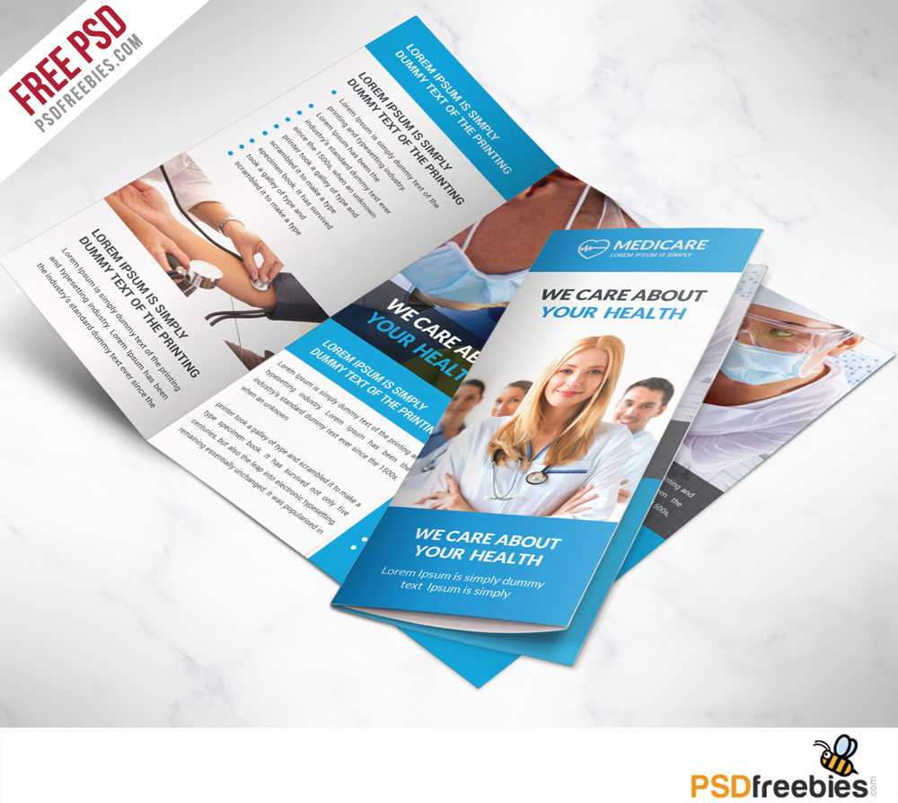 Medical Care And Hospital Trifold Brochure Template Free Psd Throughout 3 Fold Brochure Template Free Download