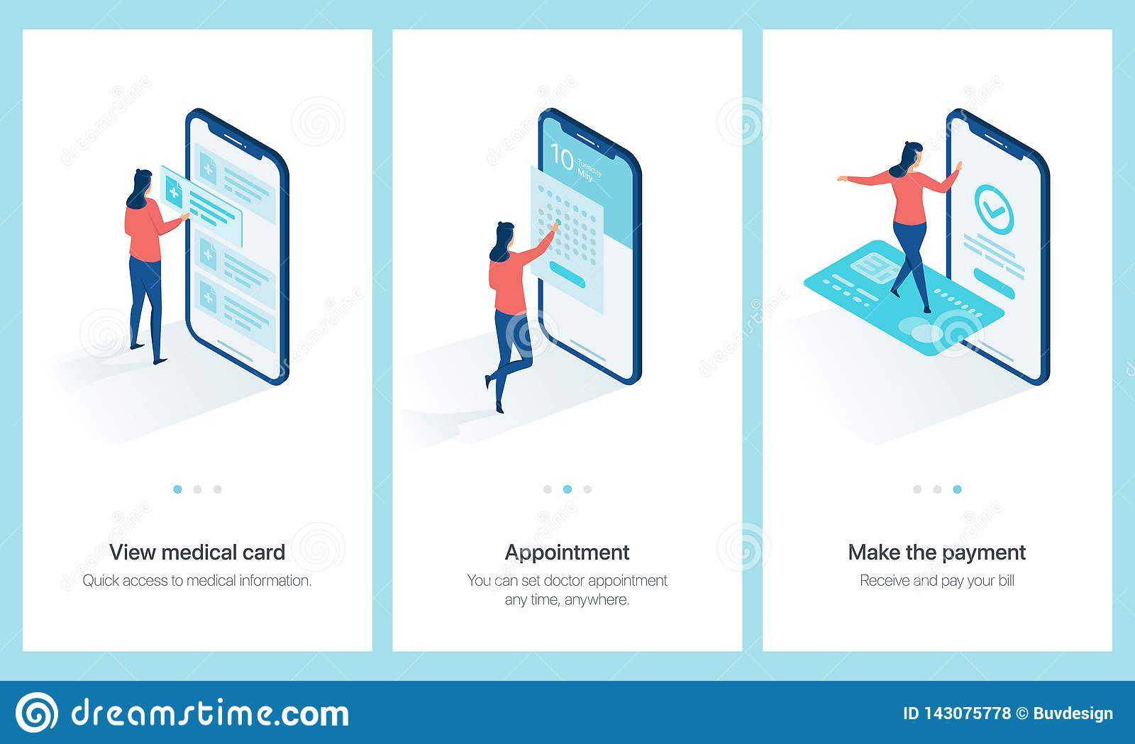 Medical Centre Concept Onboarding. Stock Vector With Medical Appointment Card Template Free