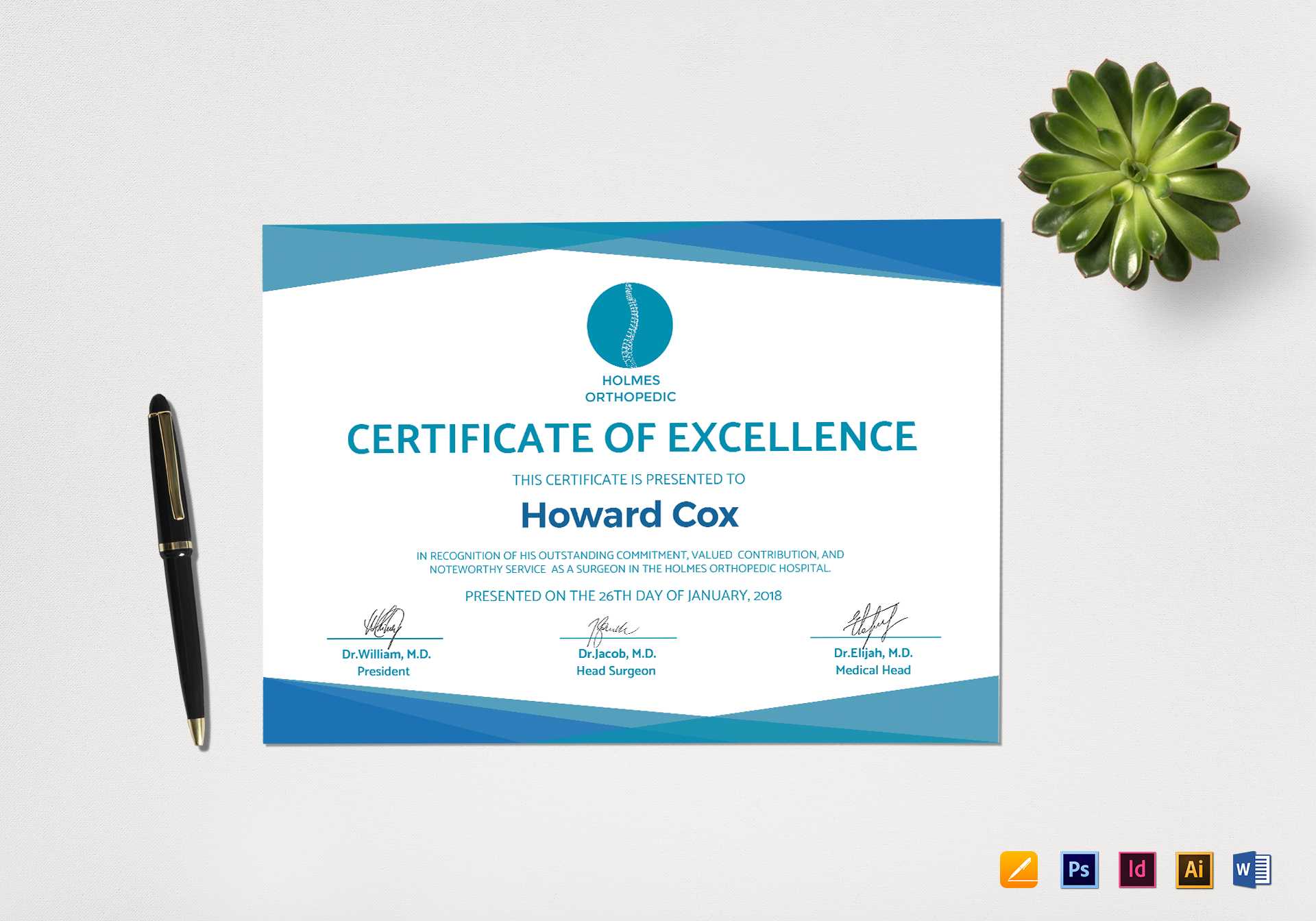 Medical Excellence Certificate Template Pertaining To Indesign Certificate Template