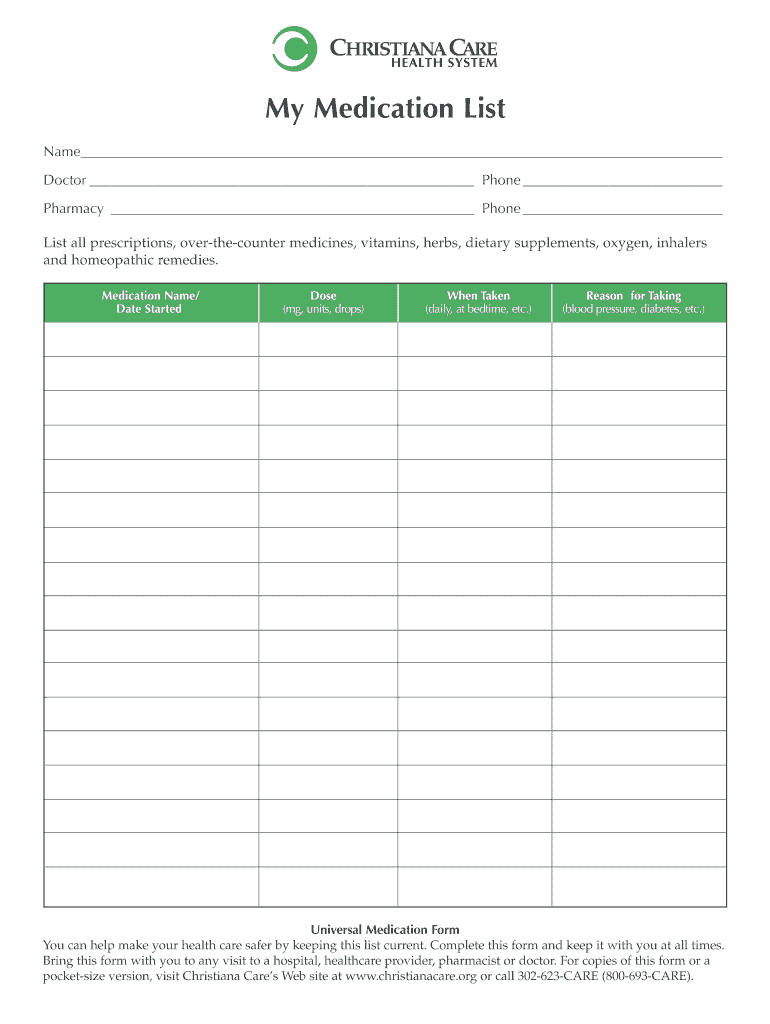 Medication List Form – Fill Online, Printable, Fillable Pertaining To Medication Card Template