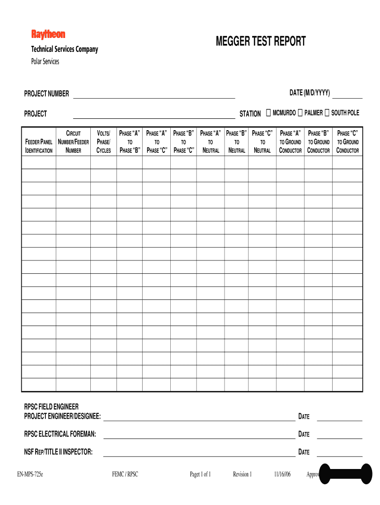 Meggaer Test Report Form Download - Fill Online, Printable Regarding Megger Test Report Template