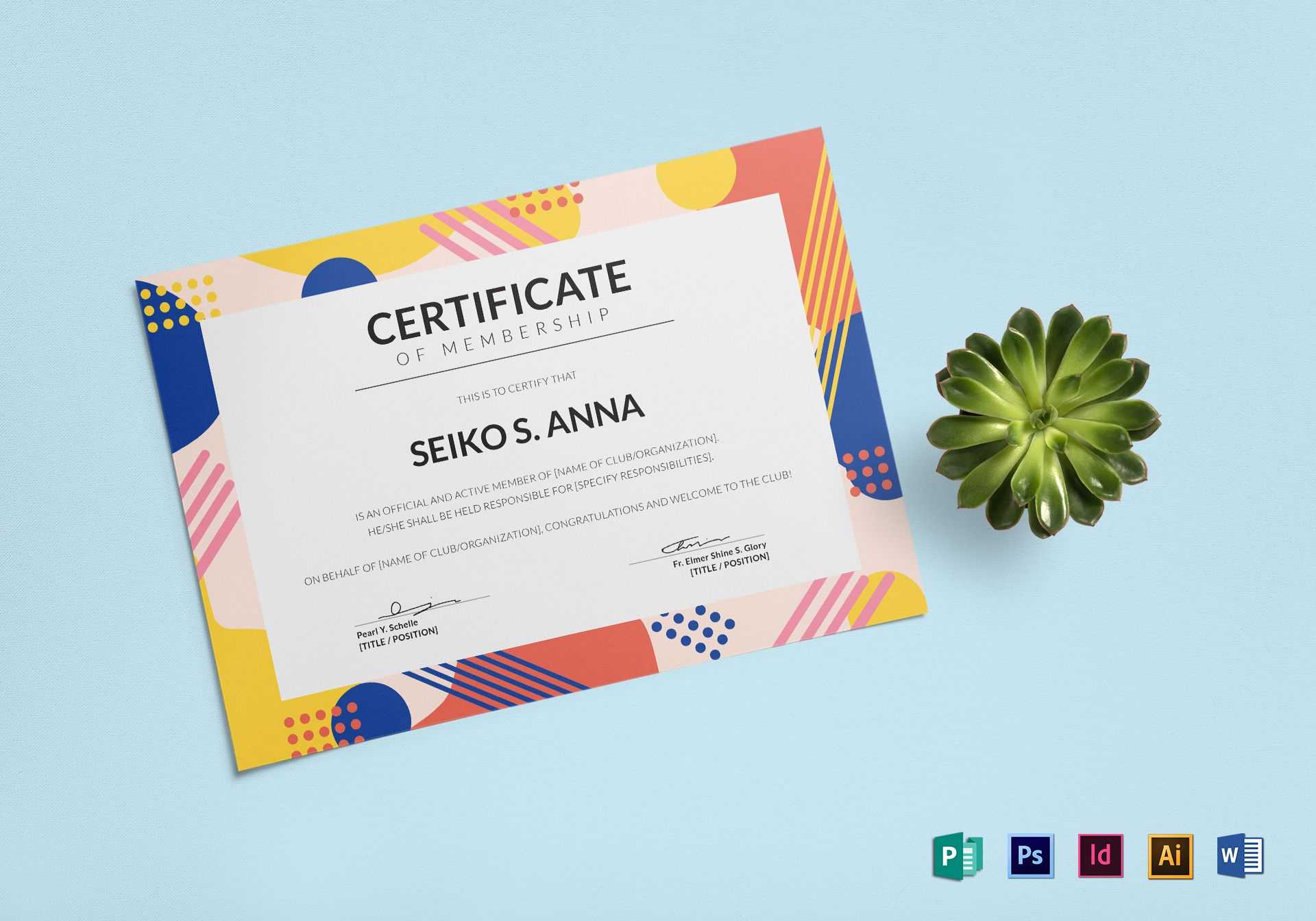Membership Certificate Template With Indesign Certificate Template