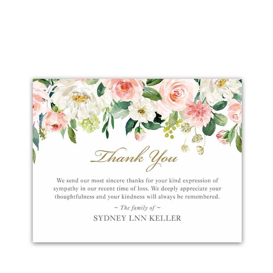 Memorial Thank You Card Template For Funerals Blush Template With Sympathy Thank You Card Template