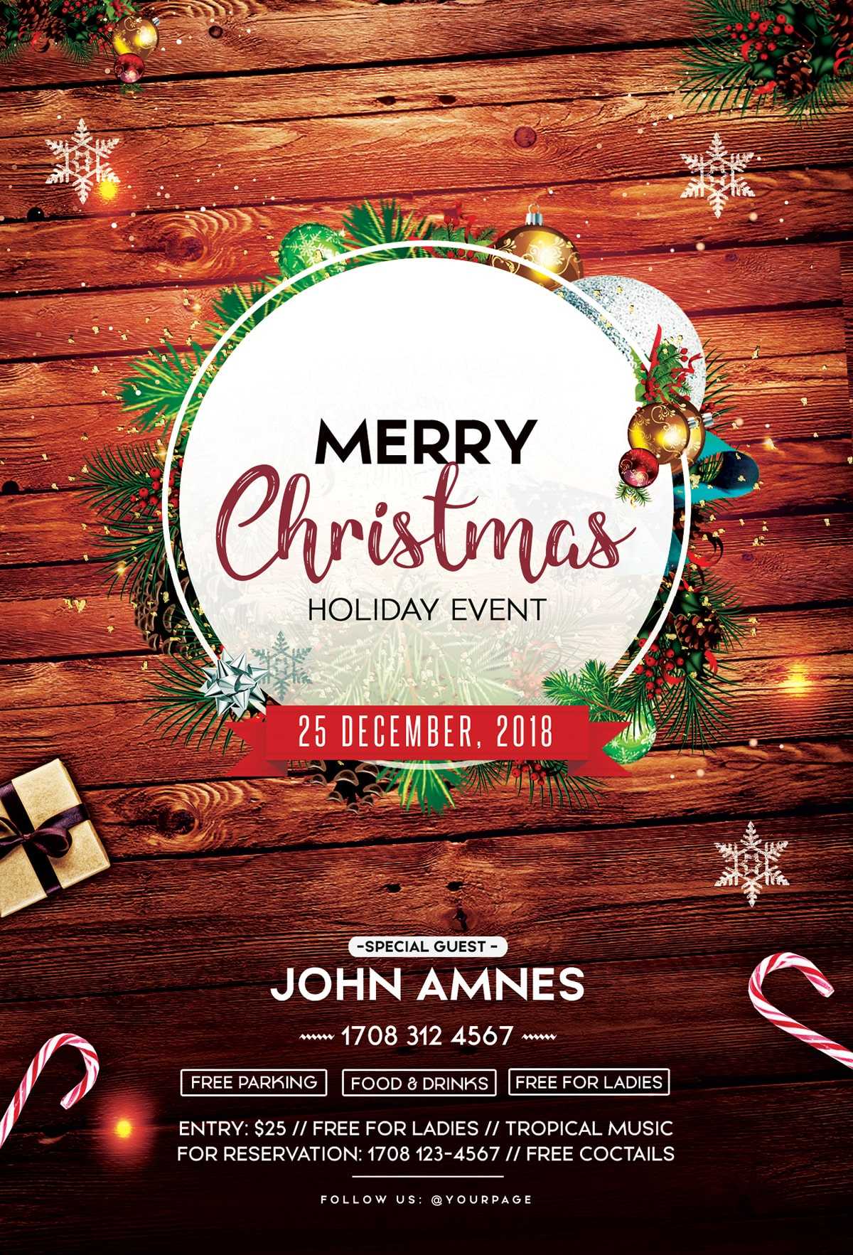 Merry Christmas 2018 – Free Psd Flyer Template – Free Psd Throughout Christmas Brochure Templates Free