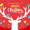 Merry Christmas Banner, Xmas Template Background With Deer Silhouette,.. Throughout Merry Christmas Banner Template