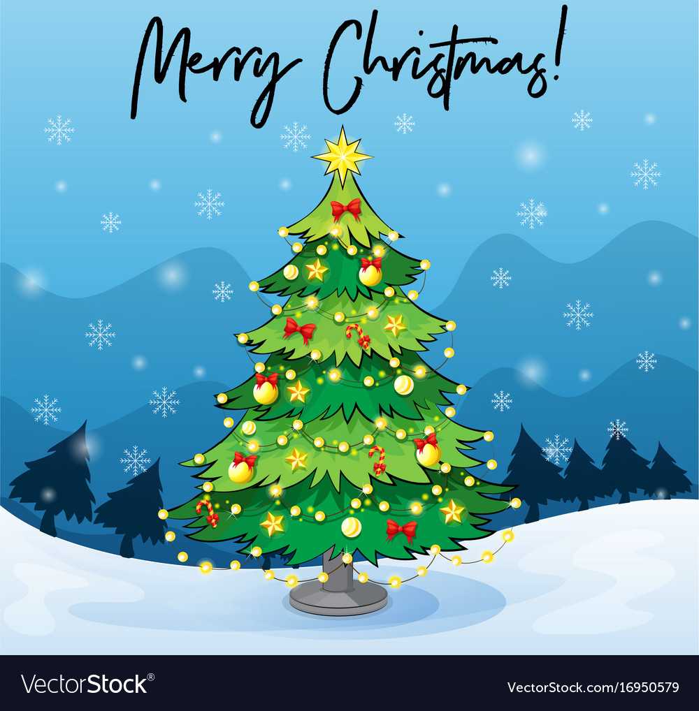 Merry Christmas Card Template With Christmas Tree Inside Adobe Illustrator Christmas Card Template