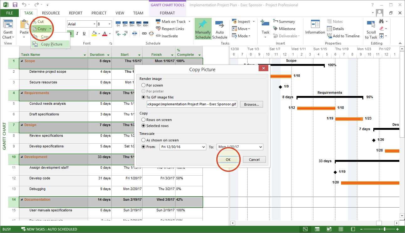 Microsoft Project Gantt Chart Tutorial + Template + Export Intended For Ms Project 2013 Report Templates