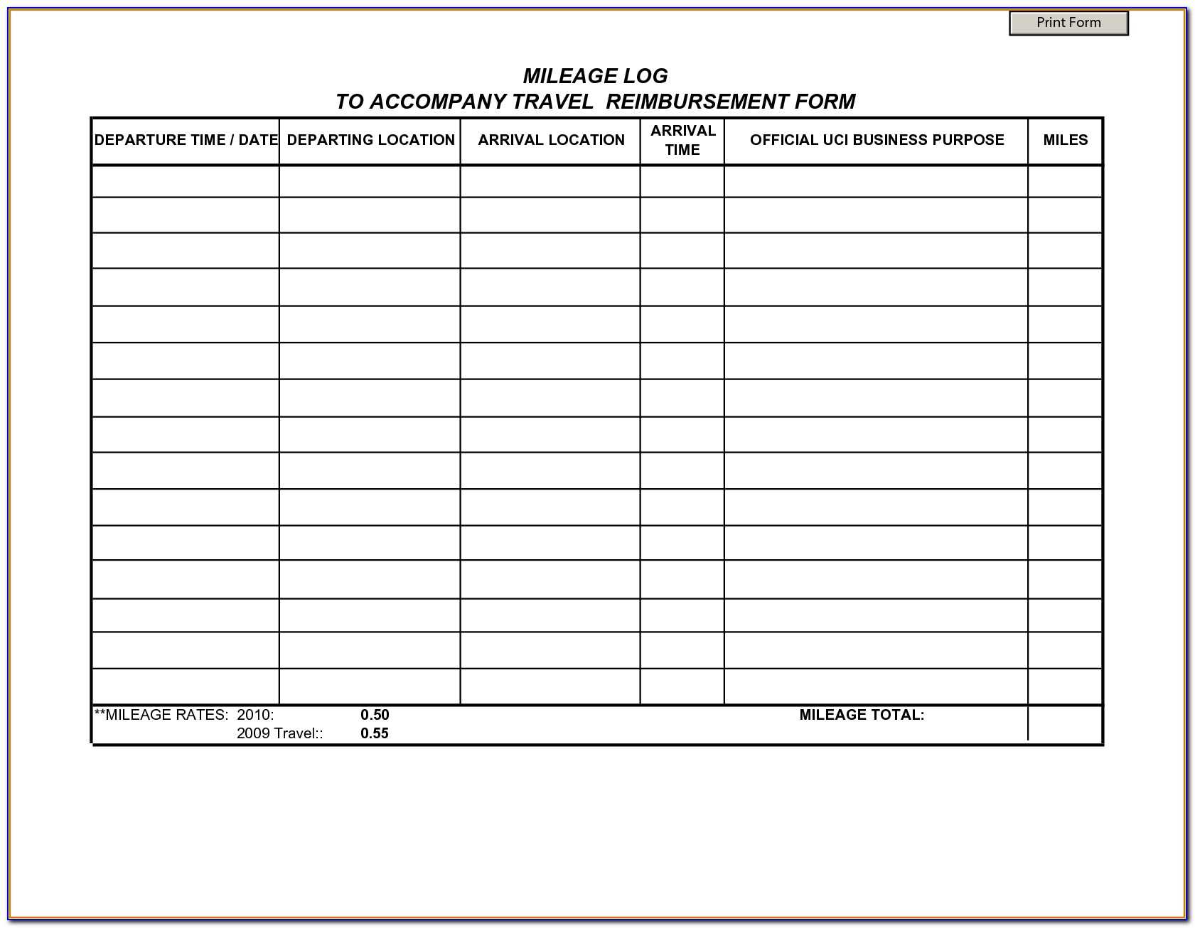 Mileage Spreadsheet Template Uk – Form : Resume Examples Inside Mileage Report Template