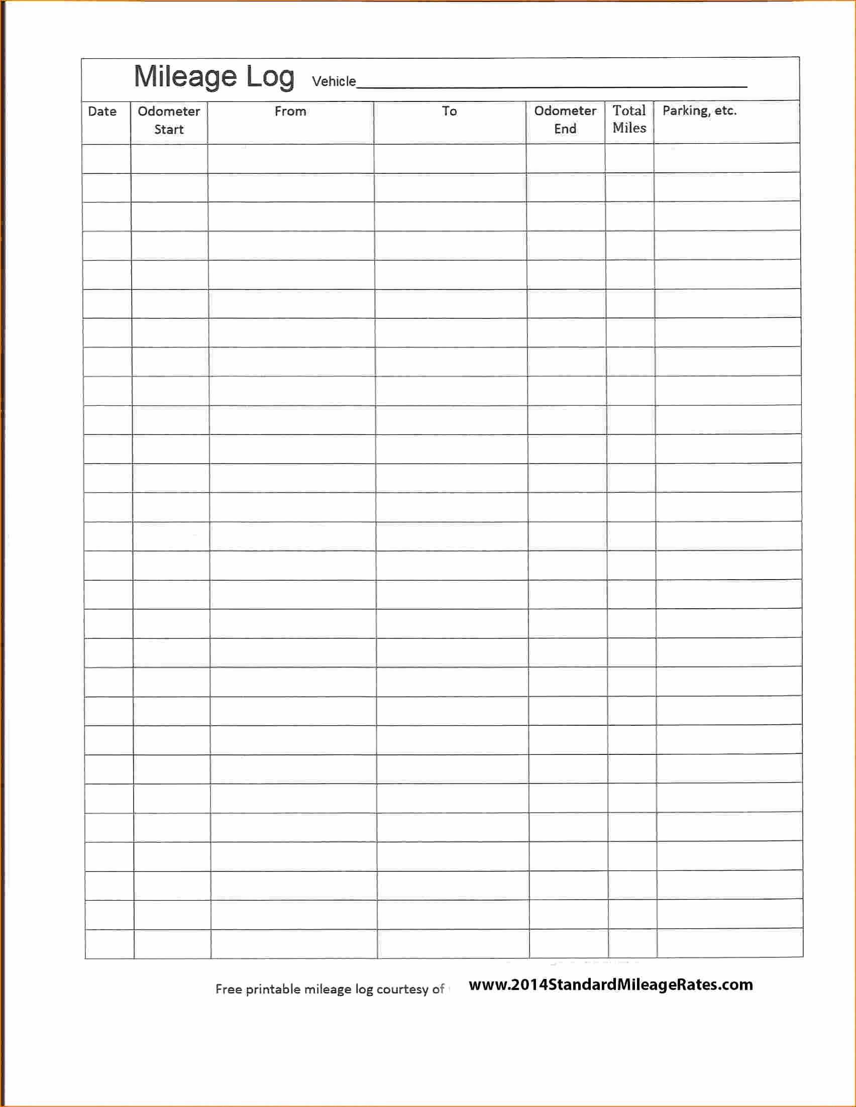 Mileage Tracker Form Template Pdf Free For Taxes For Mileage Report Template