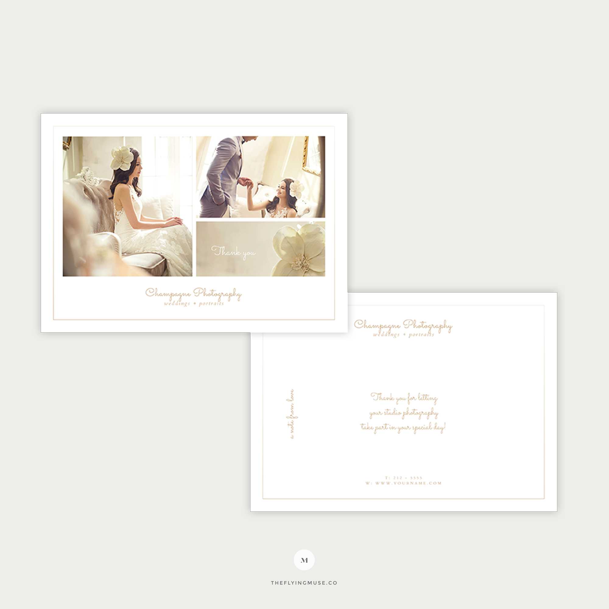 Minimal Wedding Photography Thank You Card Template | The Pertaining To Template For Wedding Thank You Cards