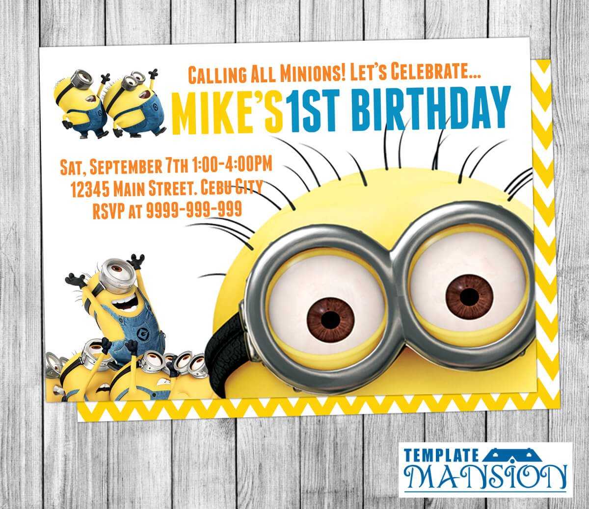 Minion Birthday Invitations : Minion Birthday Invitations Pertaining To Minion Card Template