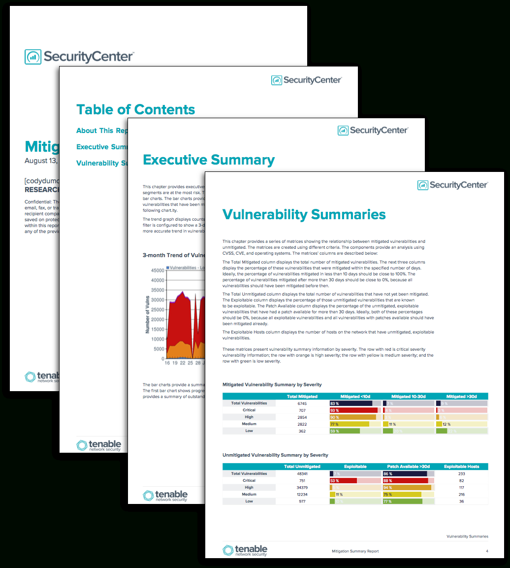 Mitigation Summary Report – Sc Report Template | Tenable® Inside Risk Mitigation Report Template