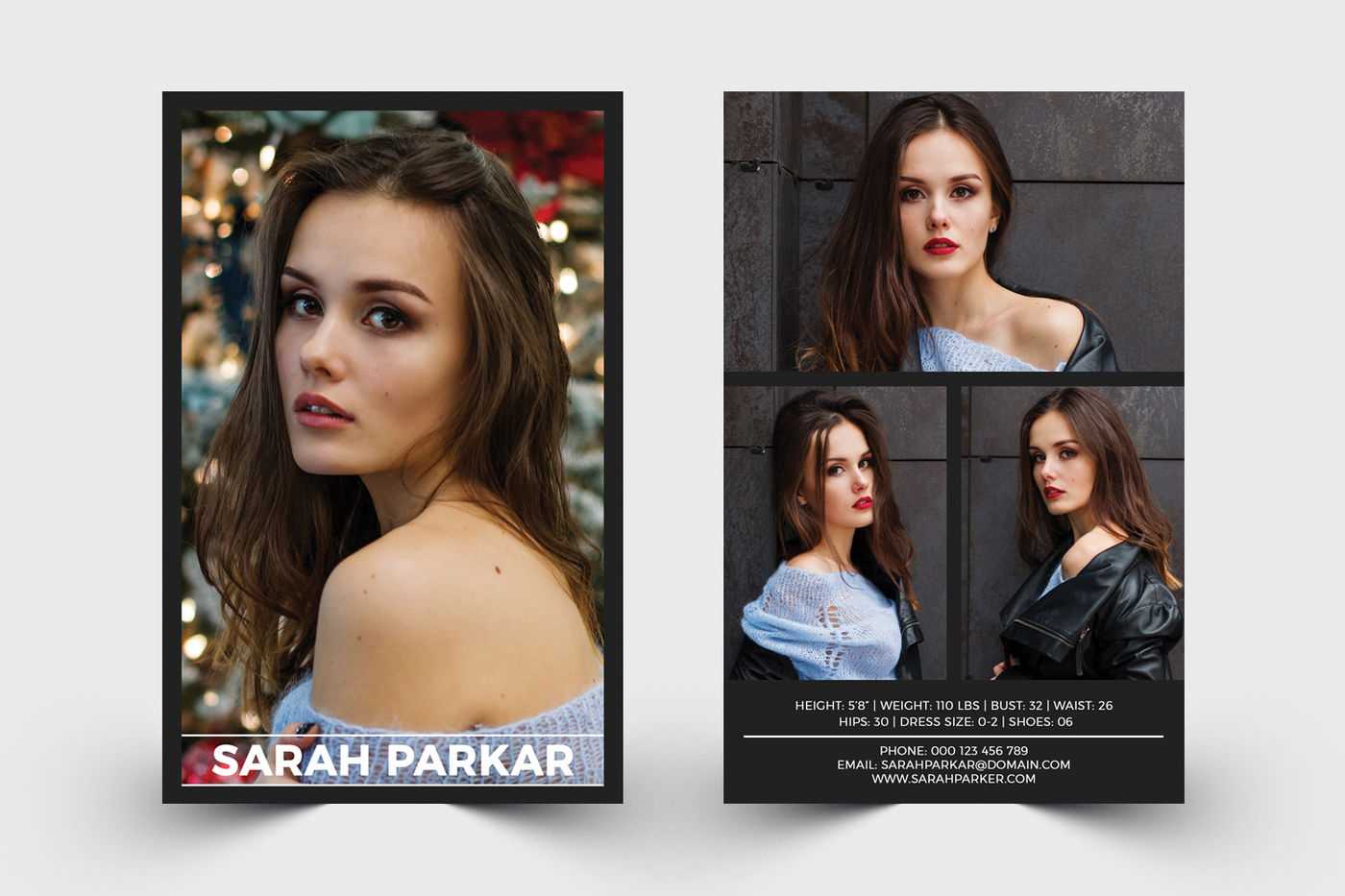 Model Comp Card Templatedesignscozy | Thehungryjpeg In Free Model Comp Card Template Psd