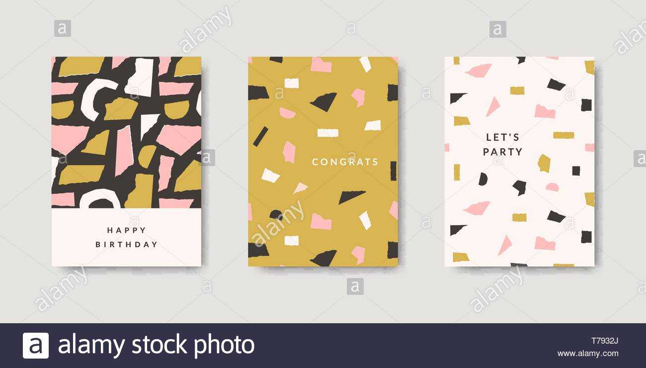 Modern And Playful Greeting Card Templates With Paper Cut Intended For Birthday Card Collage Template