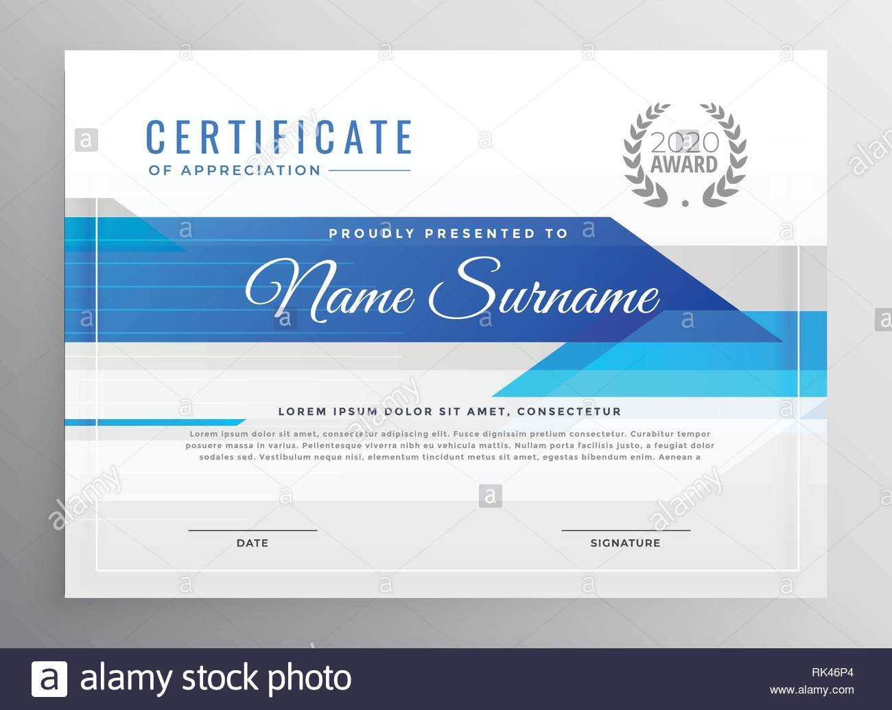 Modern Blue Horizontal Diploma Certificate Template Stock Inside Hockey Certificate Templates