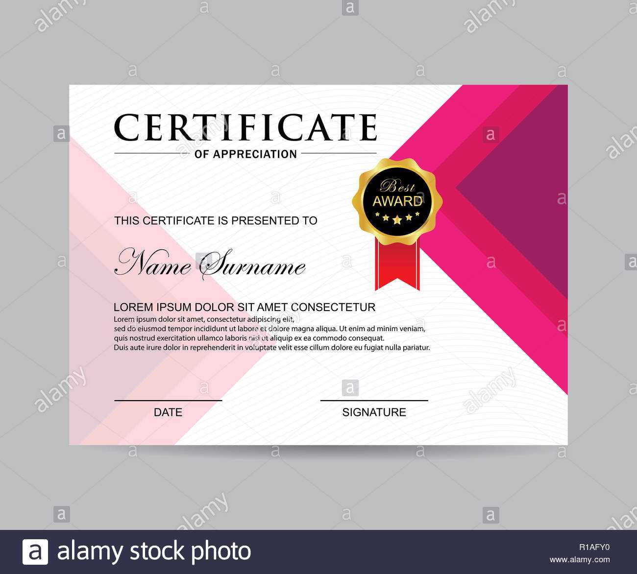 Modern Certificate Template And Background Stock Photo Regarding Borderless Certificate Templates