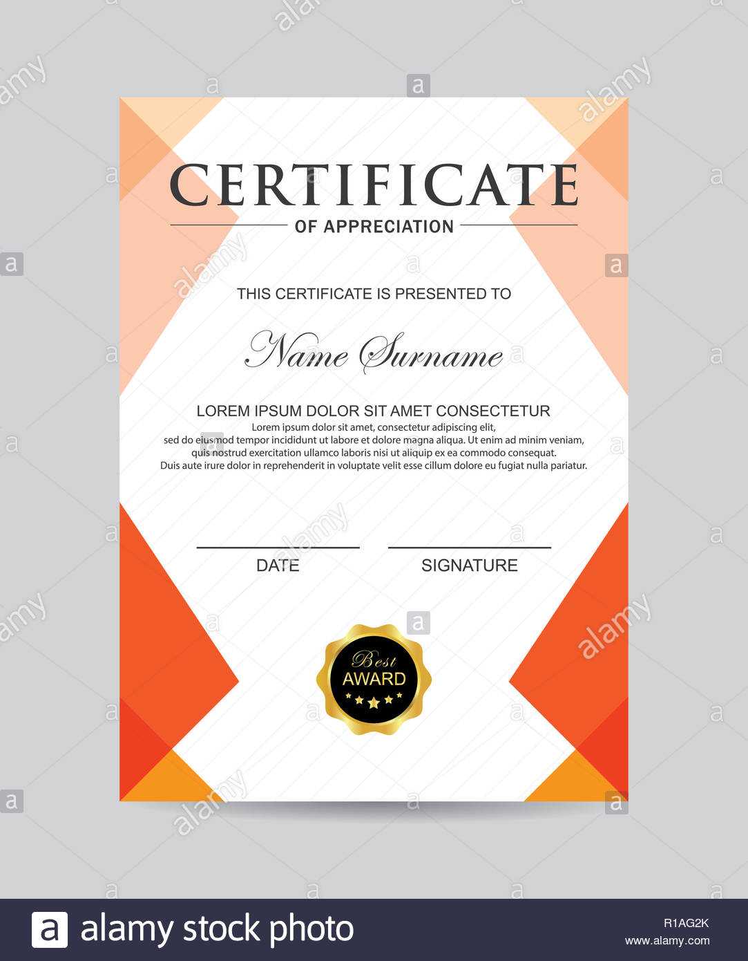 Modern Certificate Template And Background Stock Photo Throughout Borderless Certificate Templates