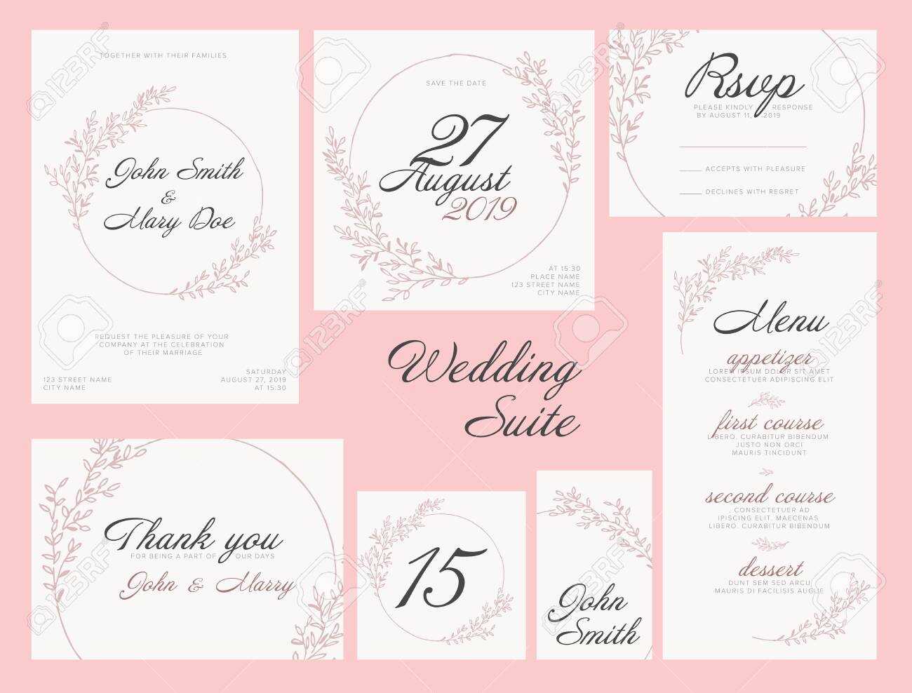Modern Pink Wedding Suite Collection Card Templates With Pink.. Regarding Table Name Card Template