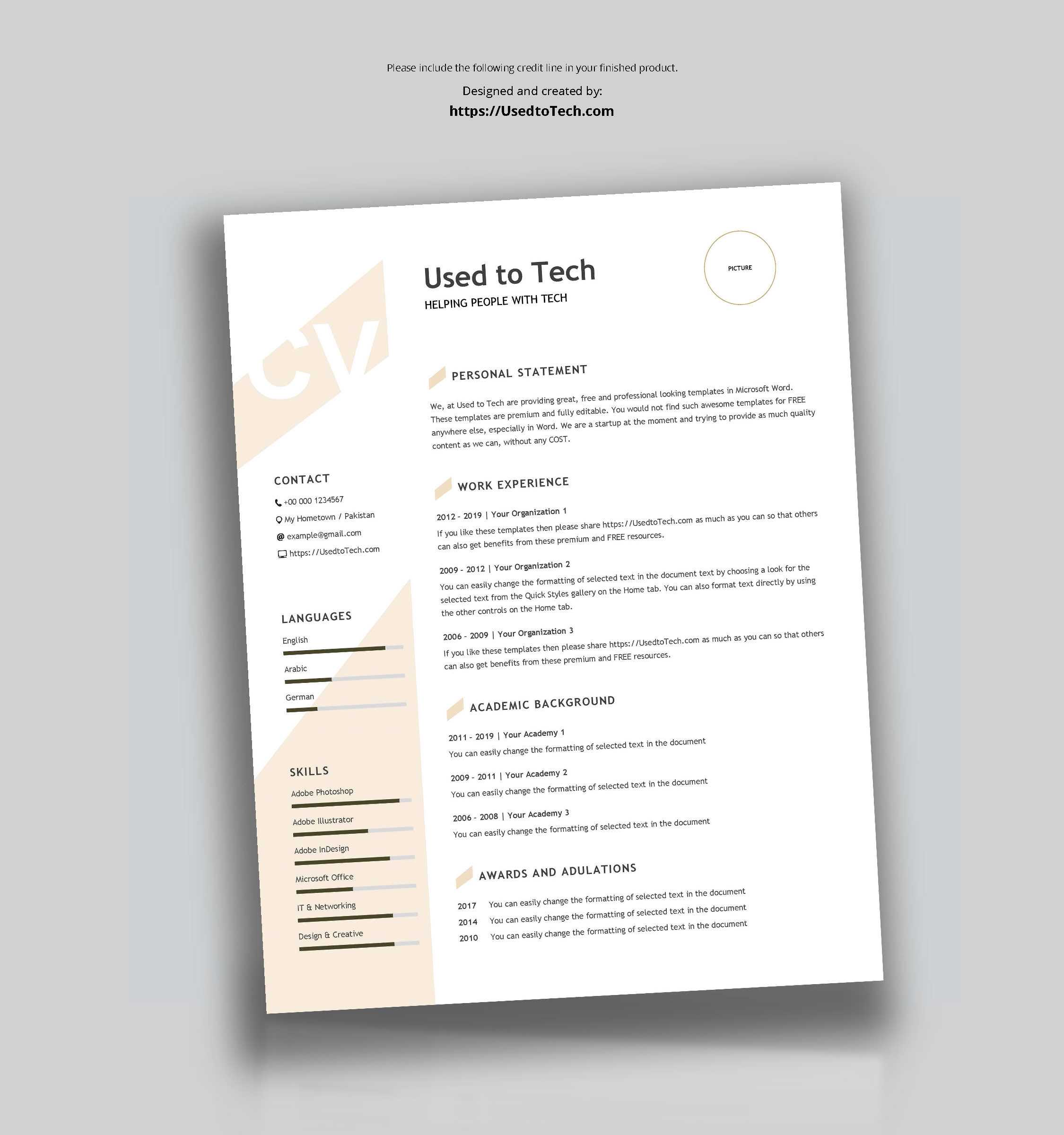 Modern Resume Template In Word Free – Used To Tech Throughout How To Make A Cv Template On Microsoft Word