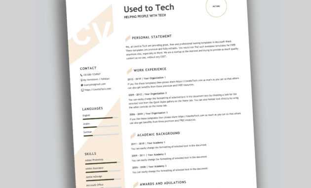 Modern Resume Template In Word Free - Used To Tech with How To Find A Resume Template On Word