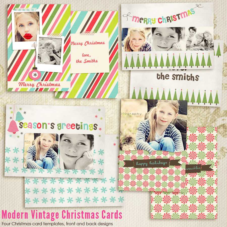 Modern Vintage Christmas Card Templates For Photographers With Regard To Holiday Card Templates For Photographers