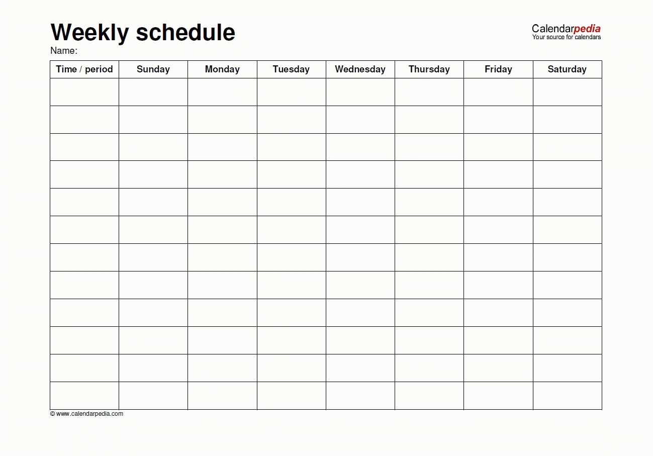 Monday Through Saturday Calendar Template – Zohre For Blank Monthly Work Schedule Template