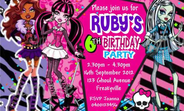 Monster High Birthday Card Template ] - Monster High Niece within Monster High Birthday Card Template